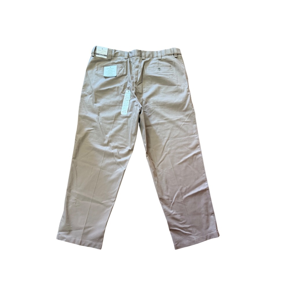 Oak Hill Mens 44x30 Flat Front Stretch Premium Pants Brown Comfort Fit